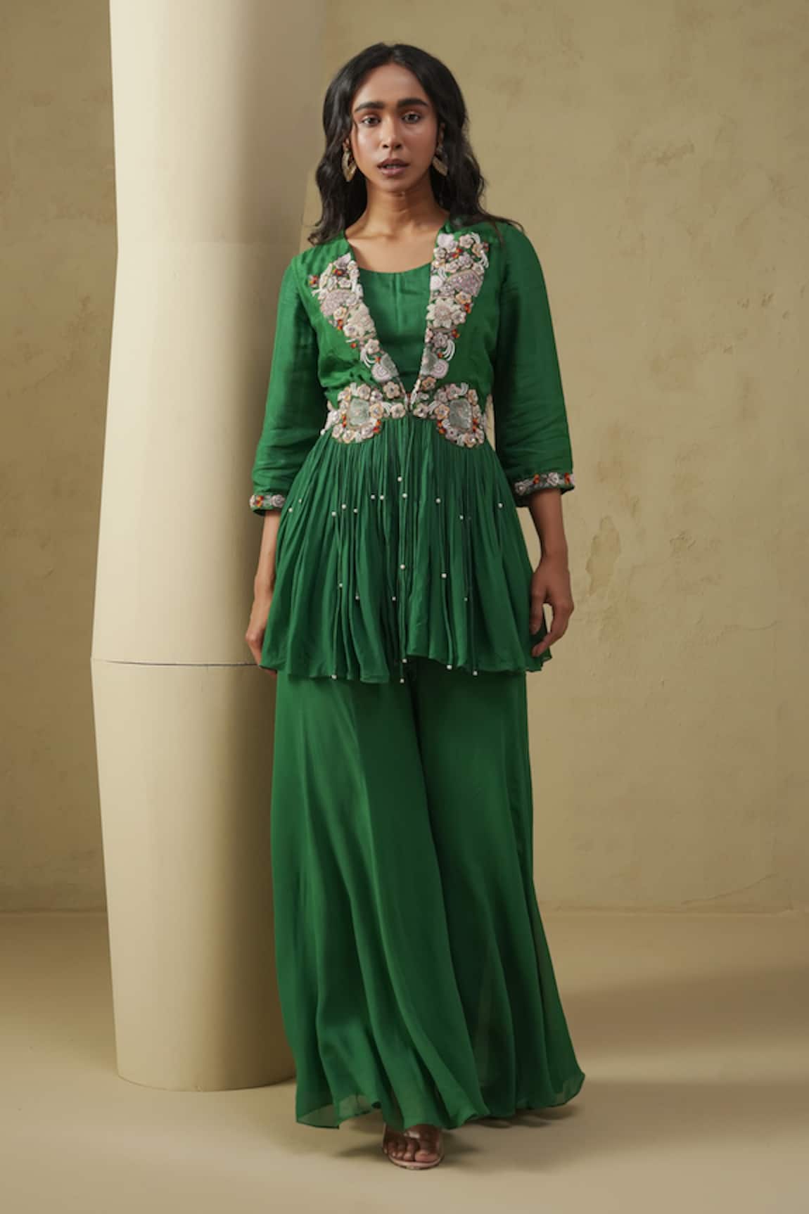 Kesar Studio Designer Handwork Breathtaking Green Set 