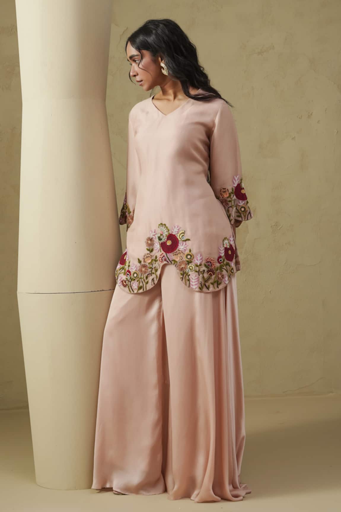 Kesar Studio Champagne Handwork Tunic & Pant Set 