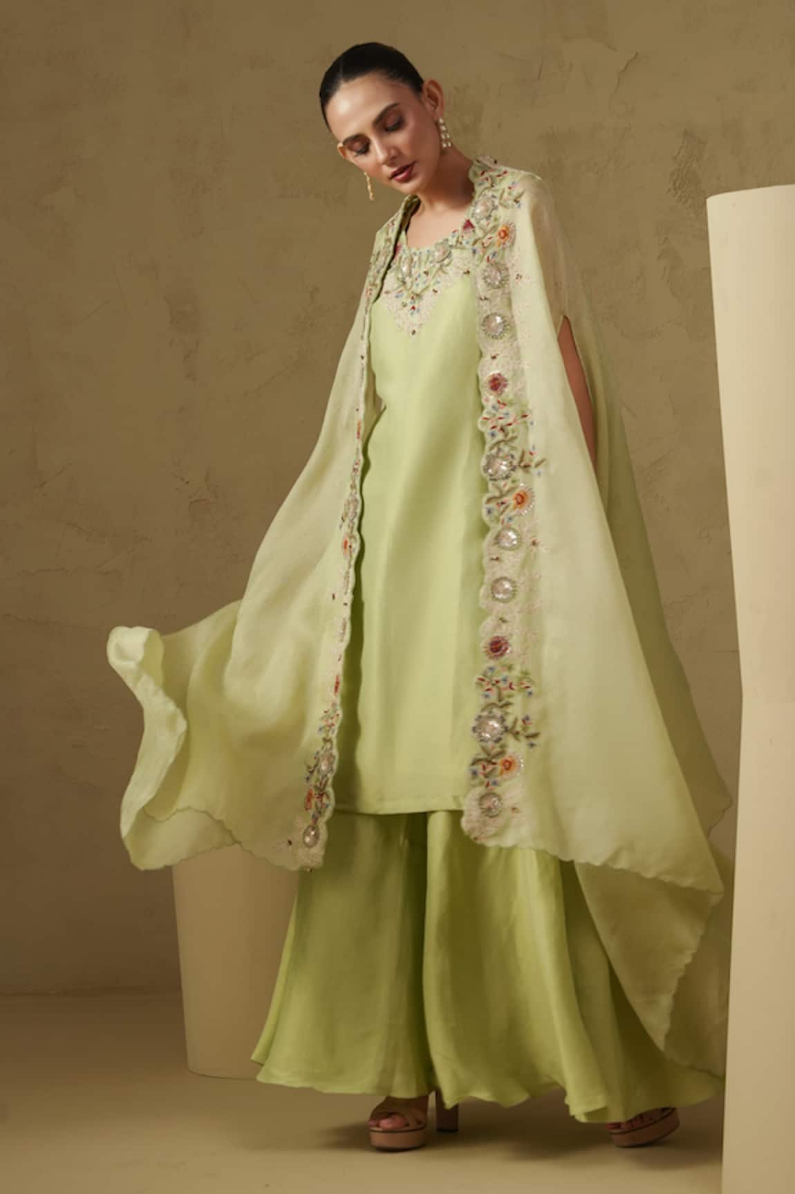Kesar Studio Pista Green Designer Kurta Set 