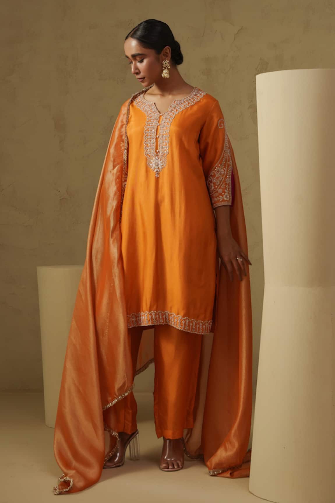 Kesar Studio Designer Salmon Kurta Set 