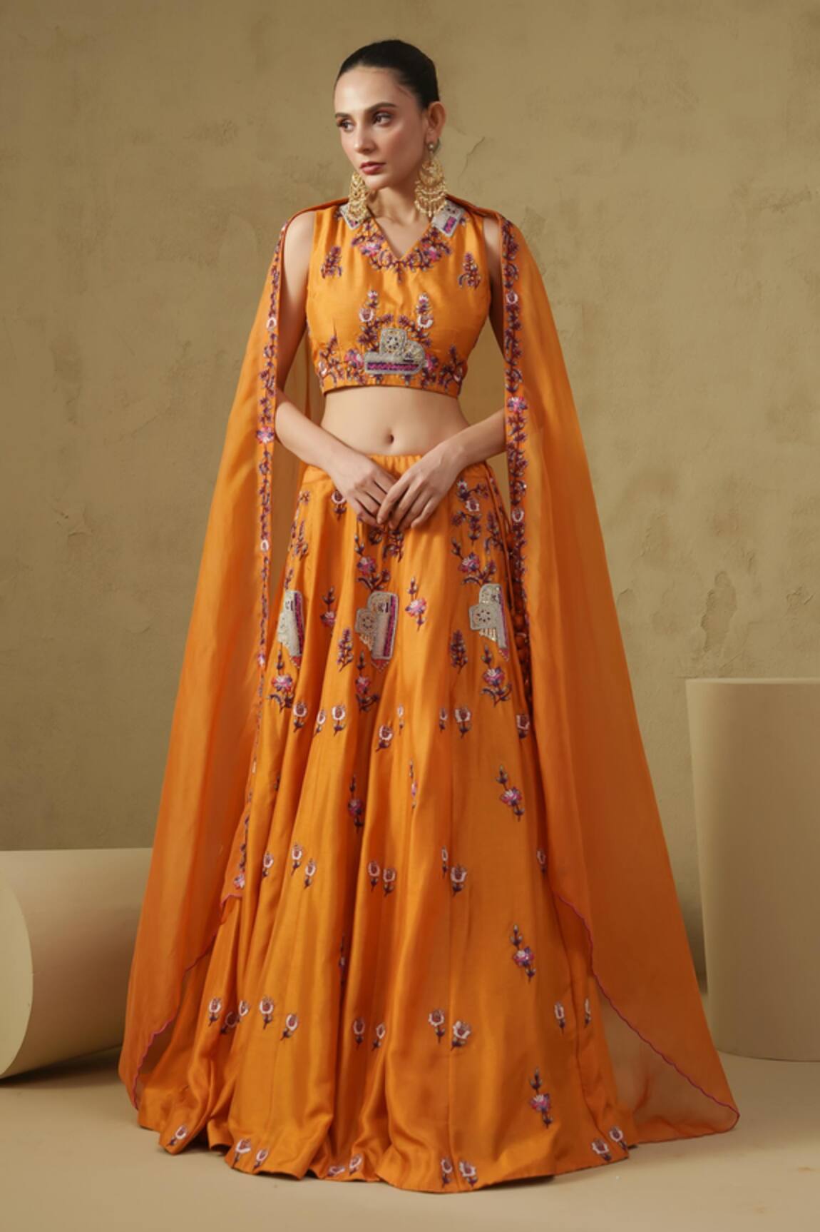 Kesar Studio Designer Orange Lehenga Set 