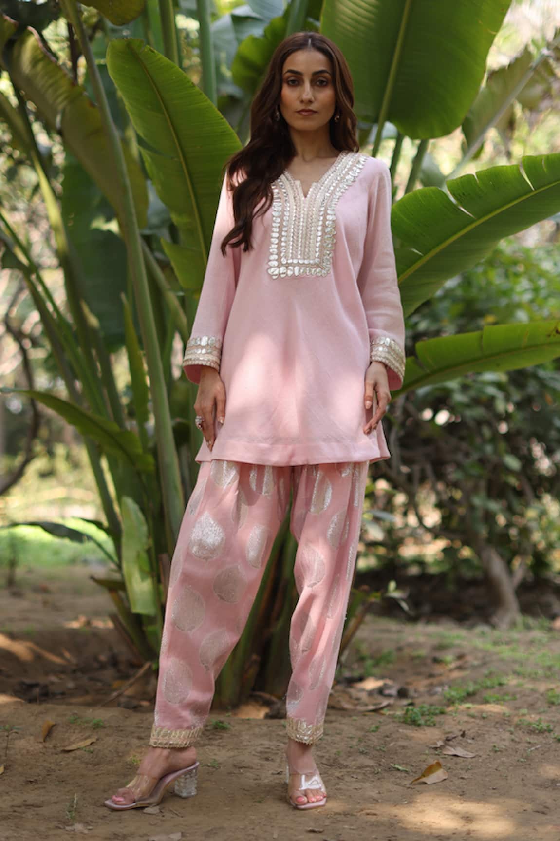 Nazar By Indu Pink Designer Tunic & Pant Set 