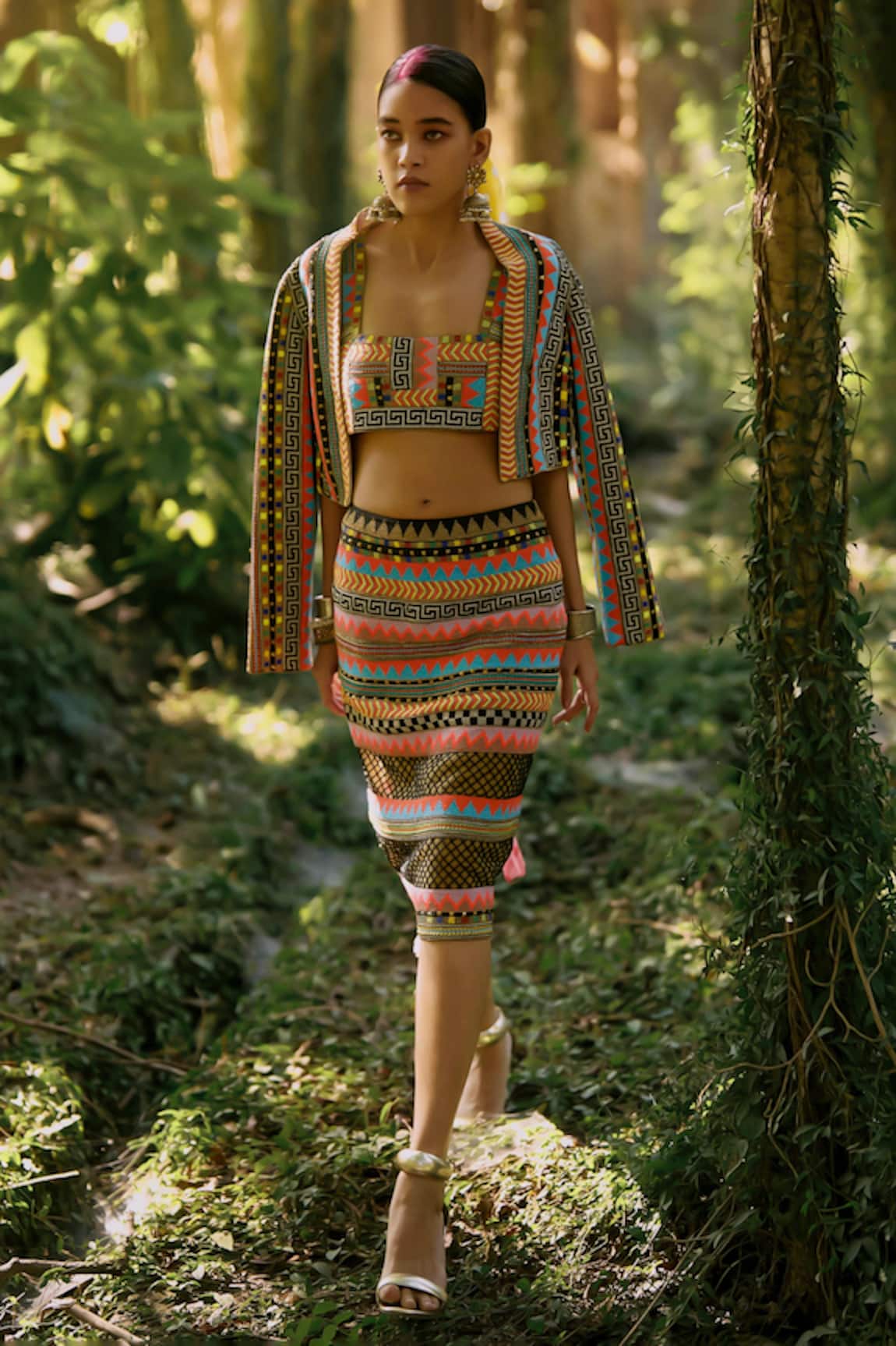 Surily G Cropped Multicolour Embroidered Jacket 