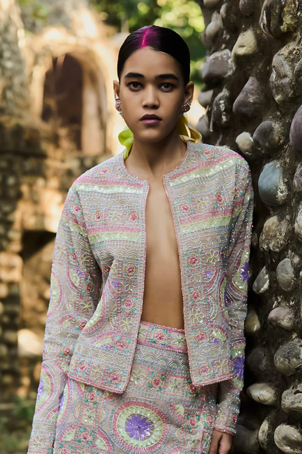Surily G Multi Cutbeads Embroidery Jacket 