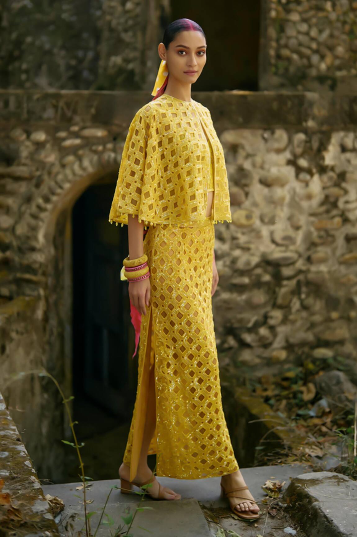 Surily G Yellow Cutwork Skirt 