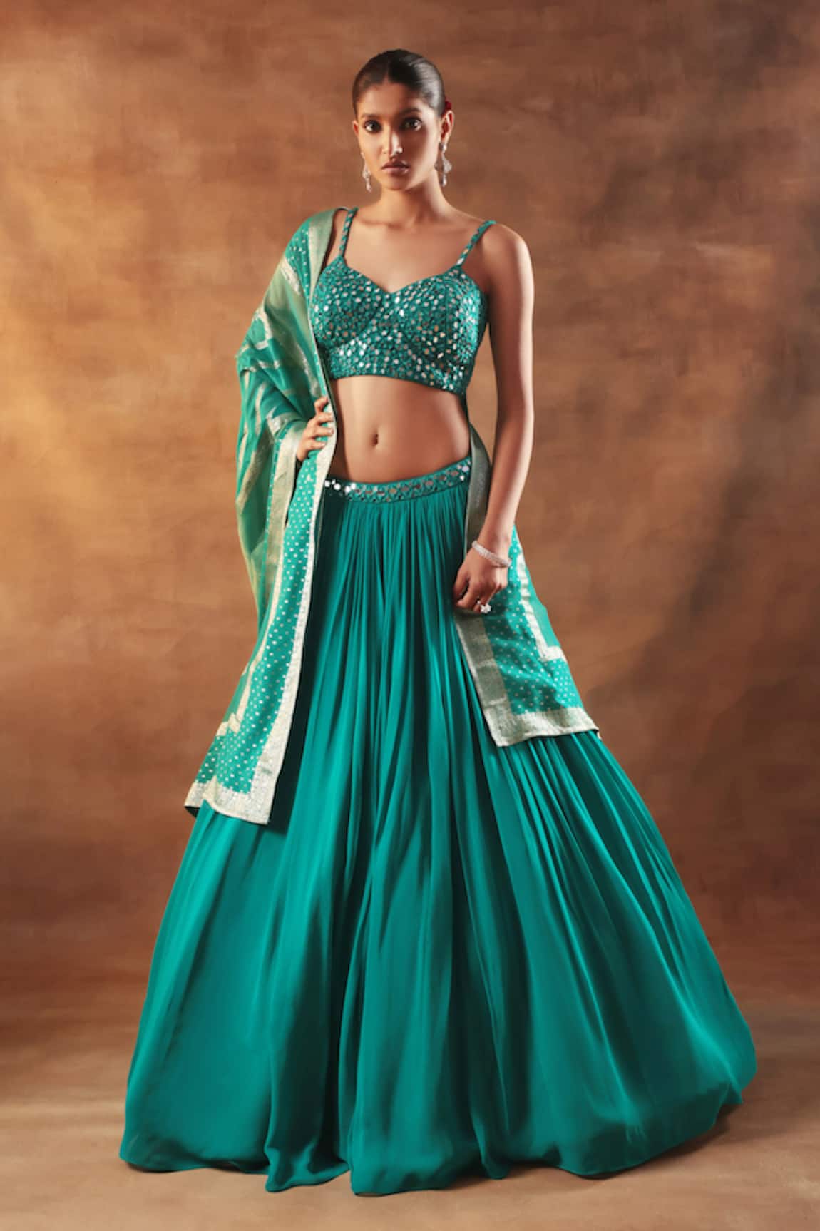 Meenagurnam Designer Mirror Work Lehenga Set 