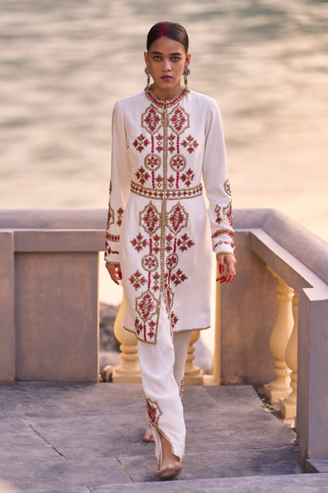 Surily G Ivory Embroidered Pant 