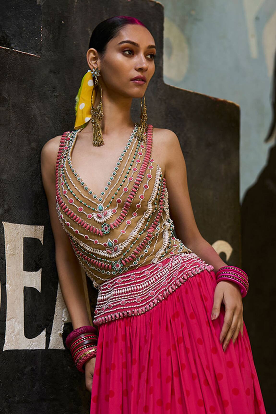 Surily G Jewelled  Multicolor Bead Embroidery Blouse 
