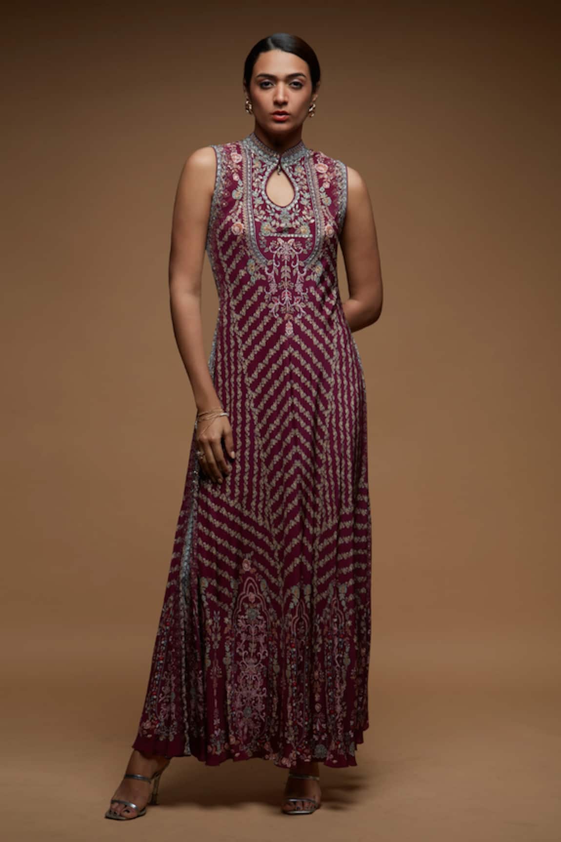 Nirraamyaa Wine Rhinestone Embellished Tunic 