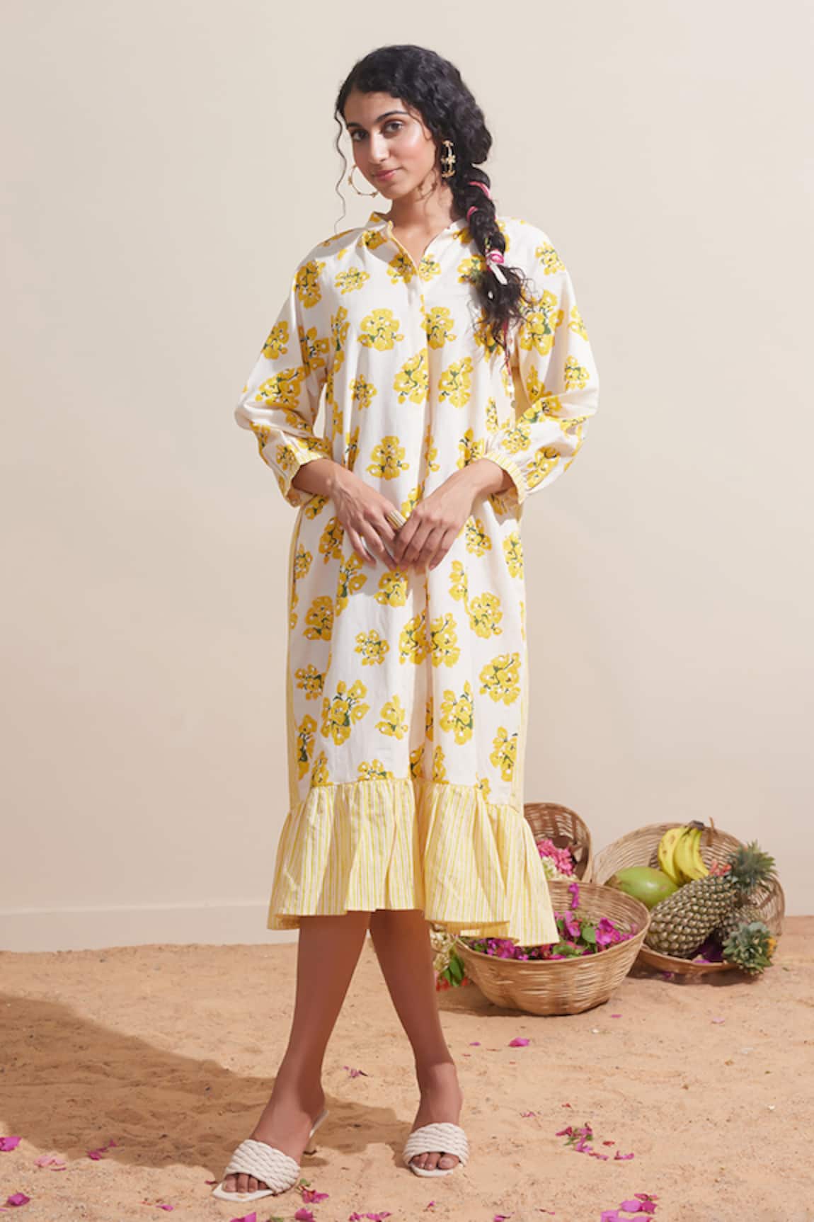 Dressfolk Floral Print Cotton Dress 