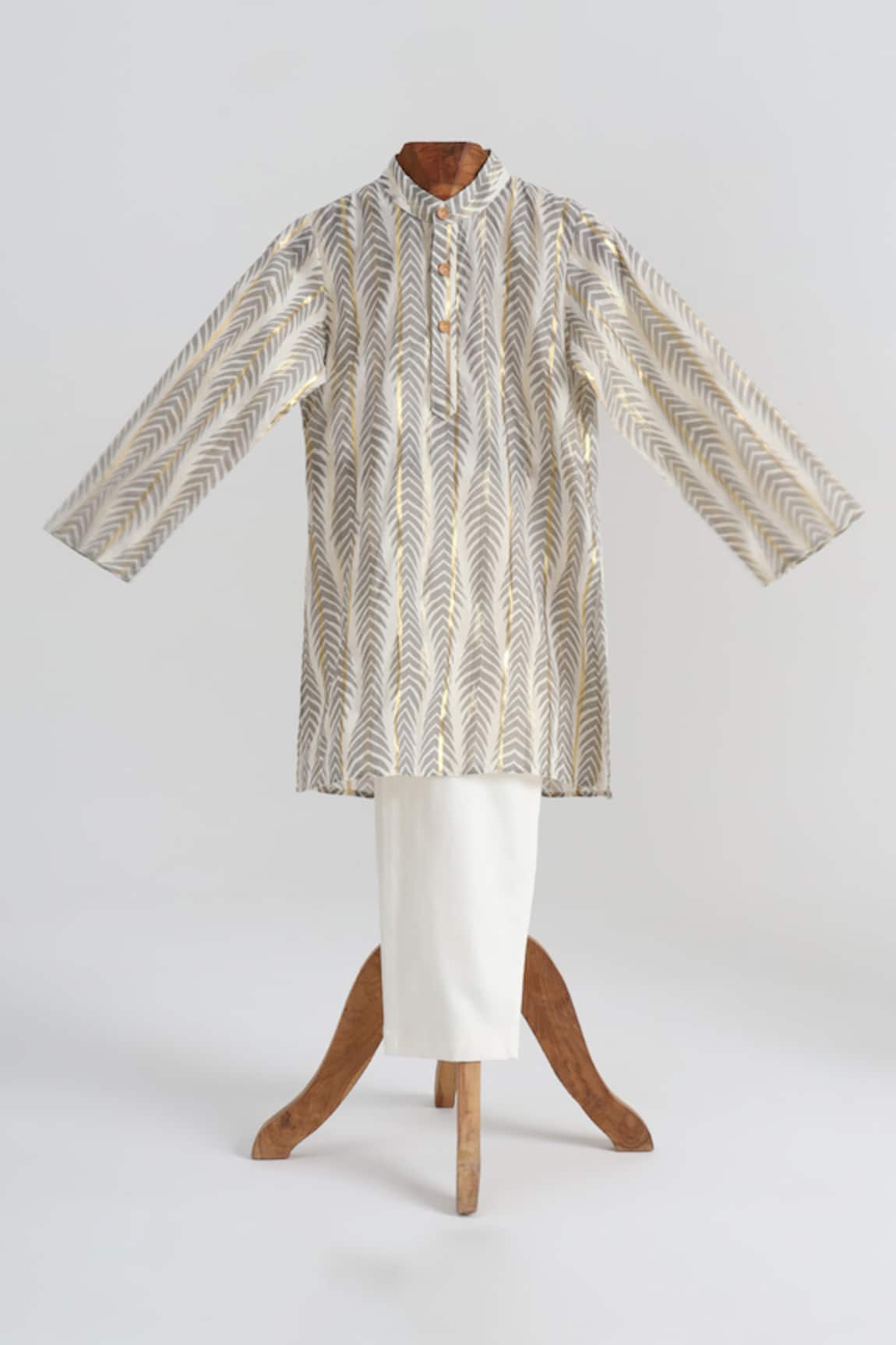 Minime Organics Designer Grey Cotton Kurta & Pyjama Set 