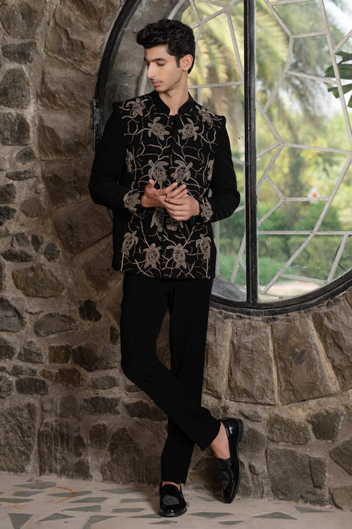 Hilo Design Classic Black Bandhgala Ensemble 