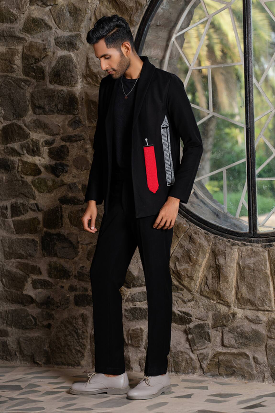 Hilo Design Statement Embroidered Black Co-ord Set 
