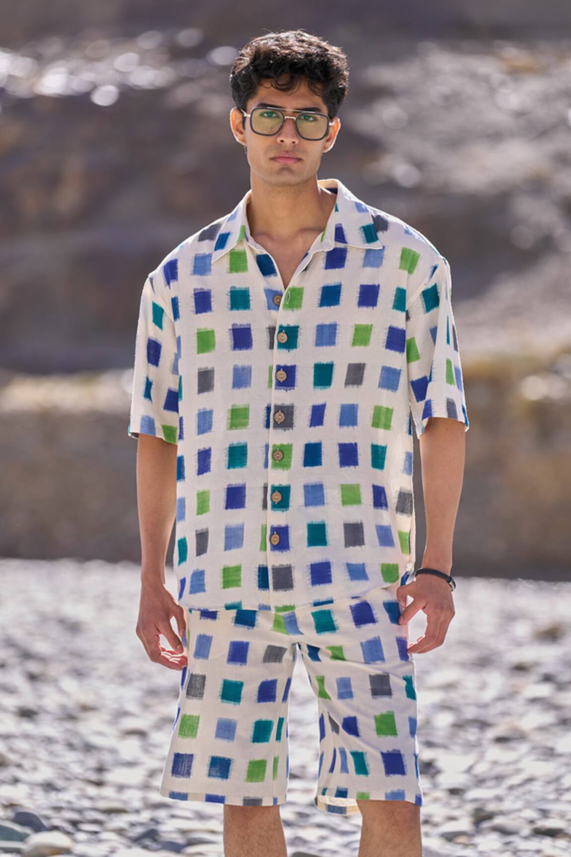 Dash And Dot Ikat Weave Shorts Set 