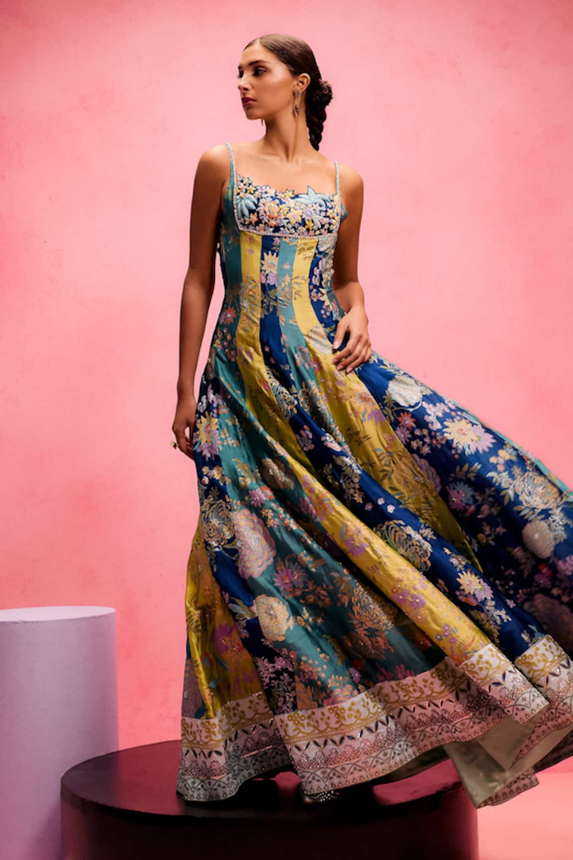 Taali Multi Color Hand Painted Anarkali Dress 
