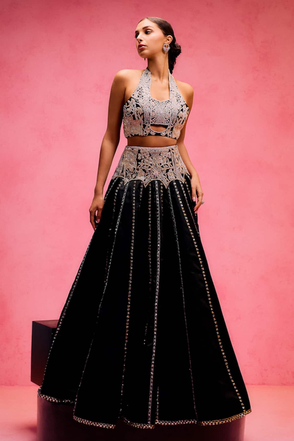 Taali Black Lace Embellished Lehenga Set 
