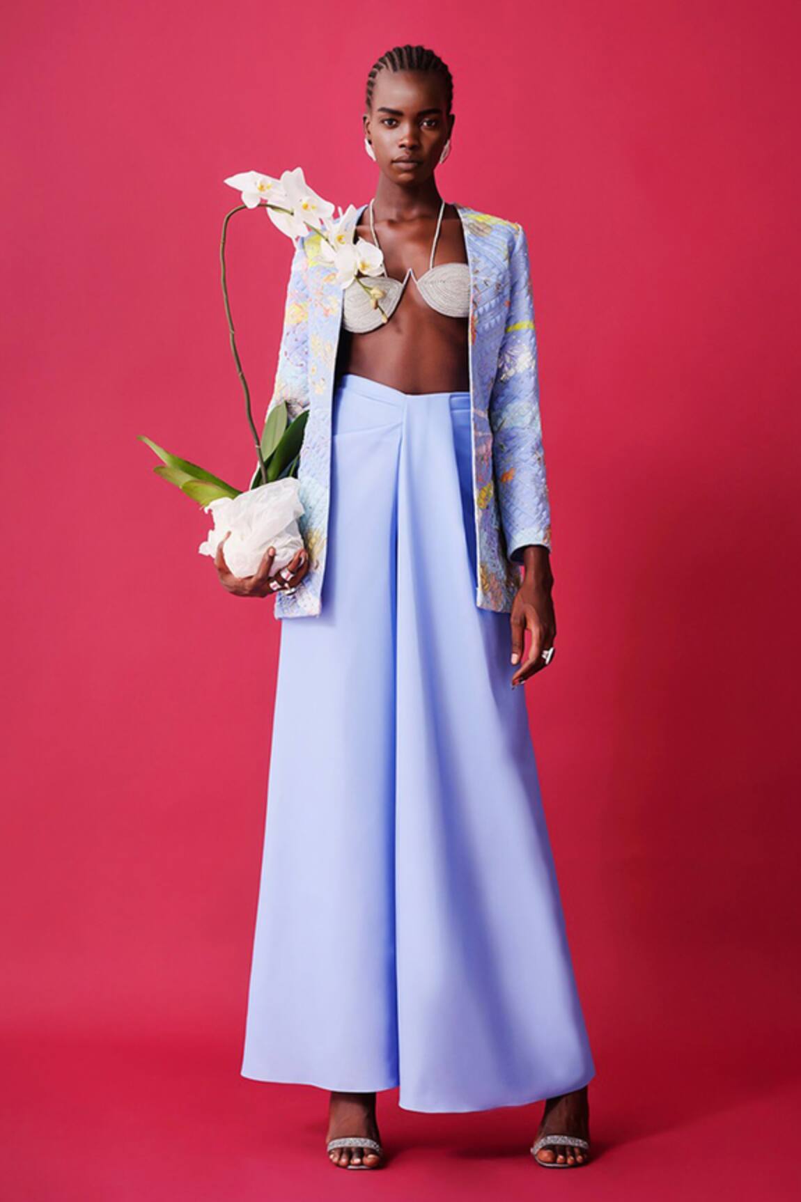 Taali Quilted Blue Jacket & Palazzo Set 