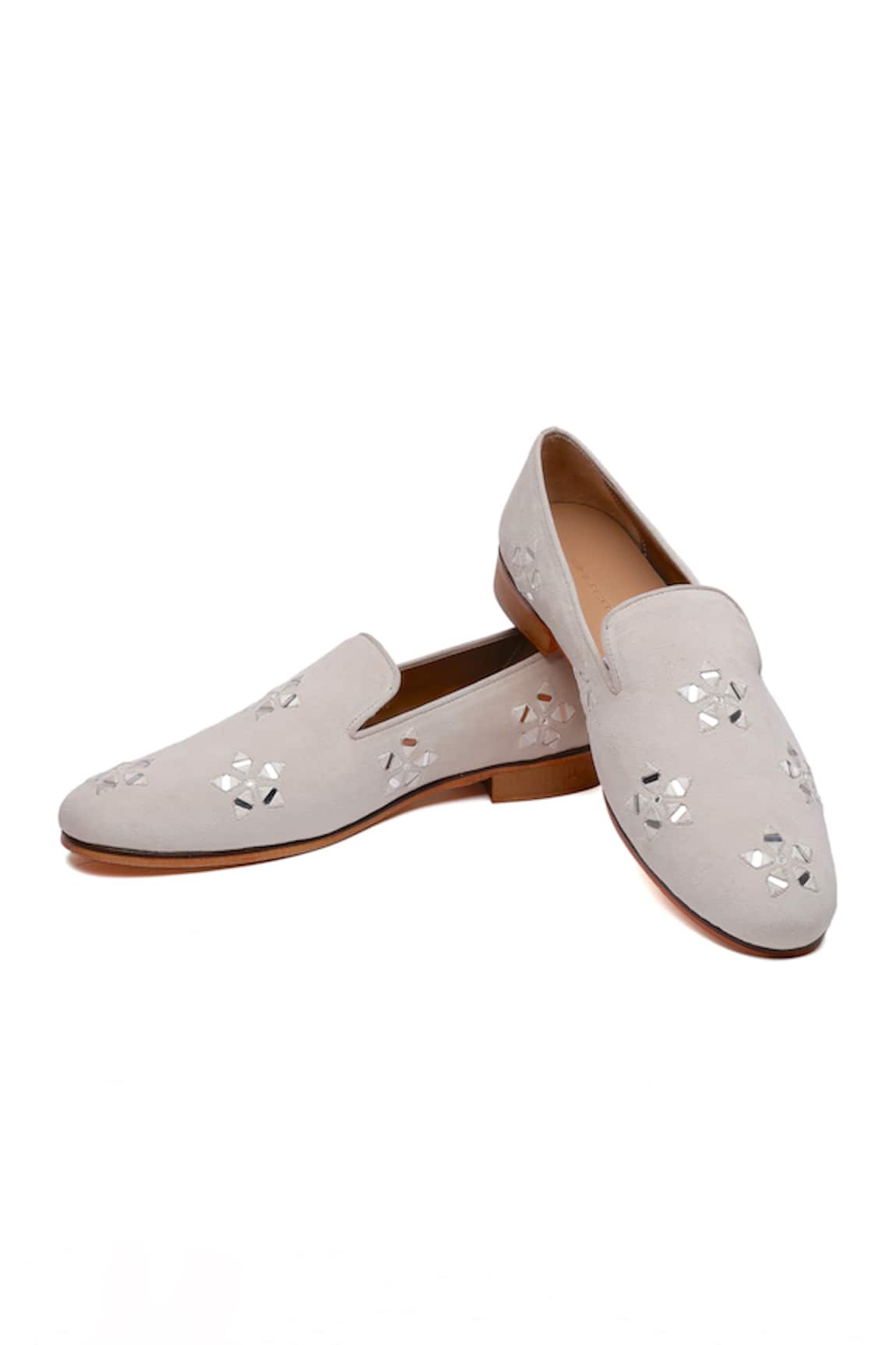Shutiq Flora Ivory Suede Designer Shoes 