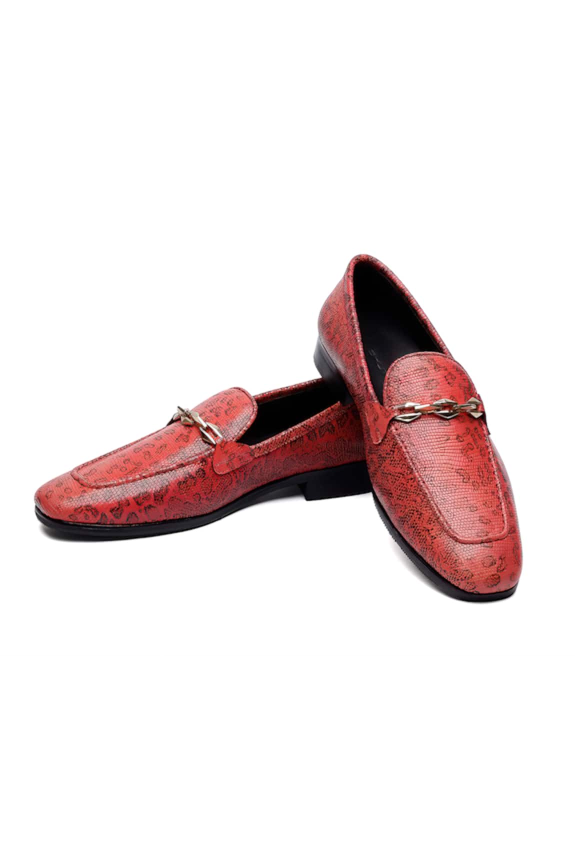 Shutiq Designer Burgundy Python Print Shoes 