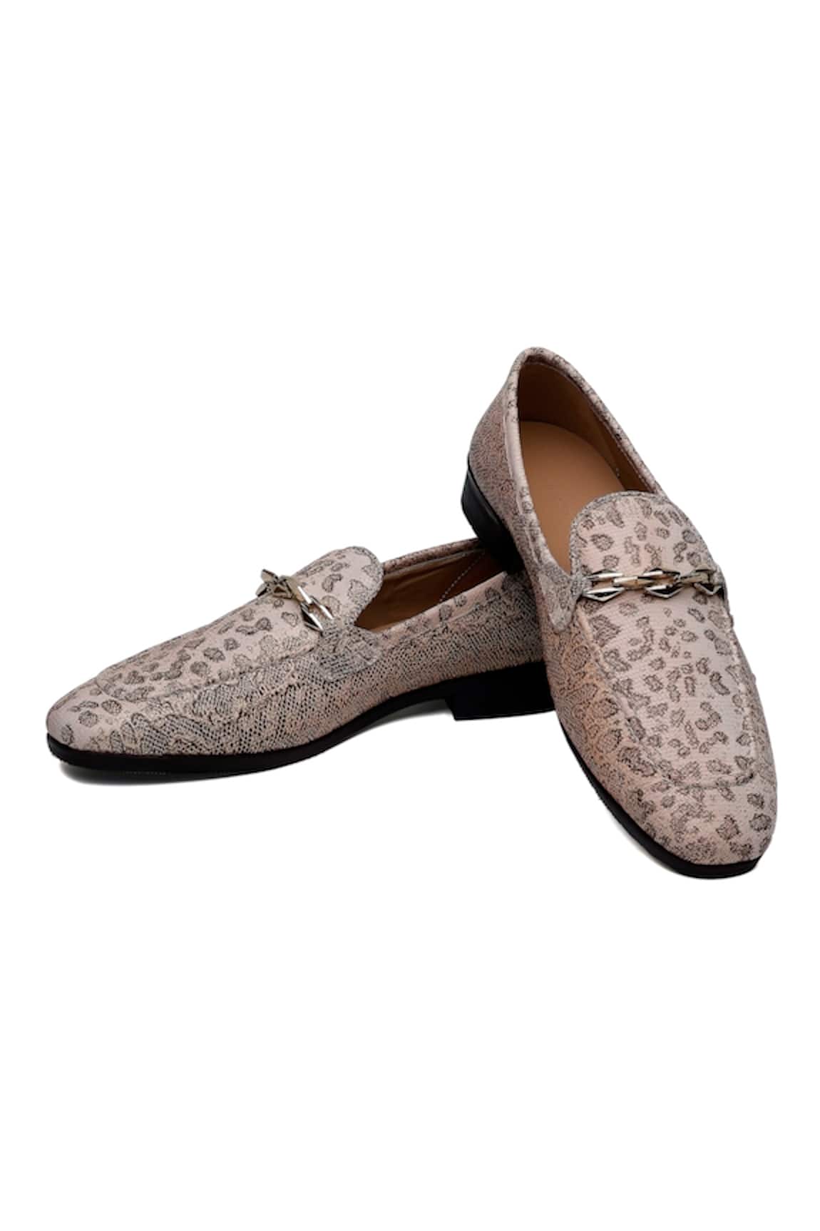 Shutiq Beige Python Print Designer Shoes 