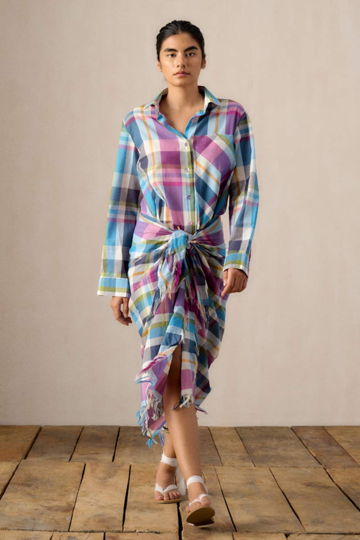 Ituvana Vani Madras Check Sarong Dress 