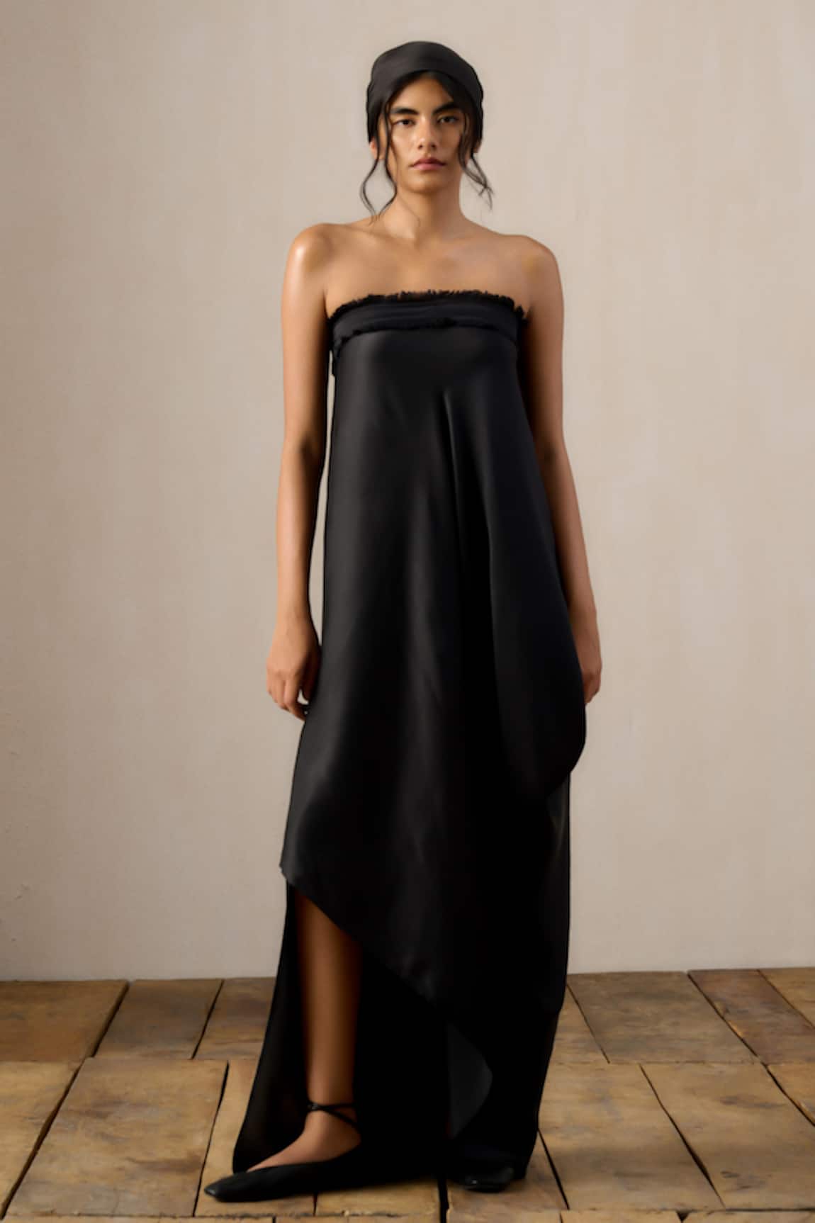 Ituvana Black Tie Up Dress 