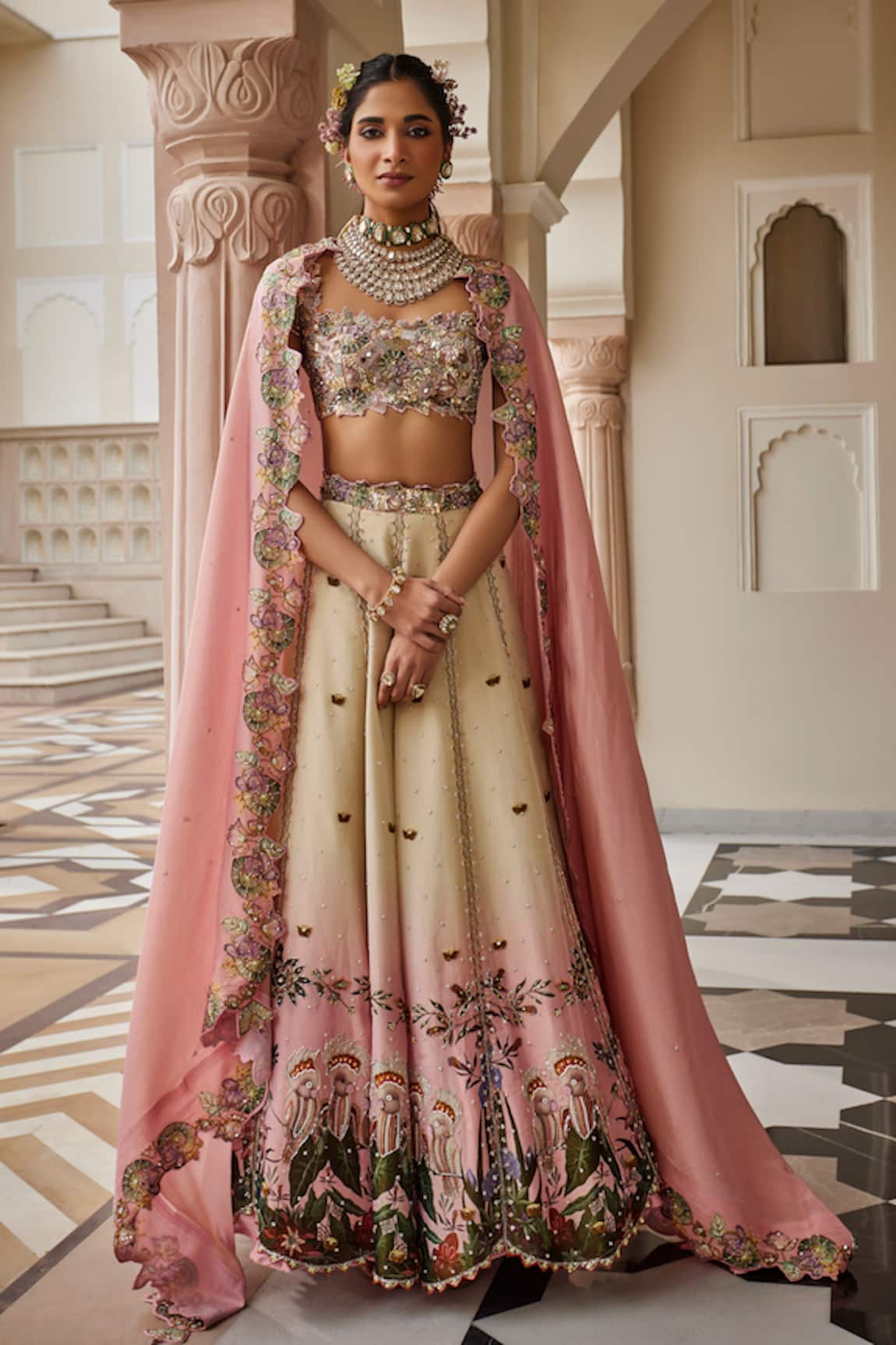 Nea By Nikita Tiwari Metallic Blush Pink Lehenga Set 