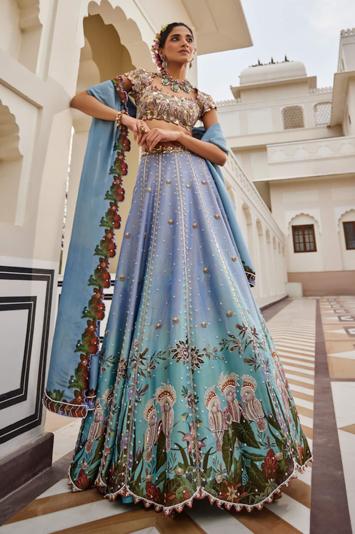 Nea By Nikita Tiwari Neeraja Blue Lehenga Set 