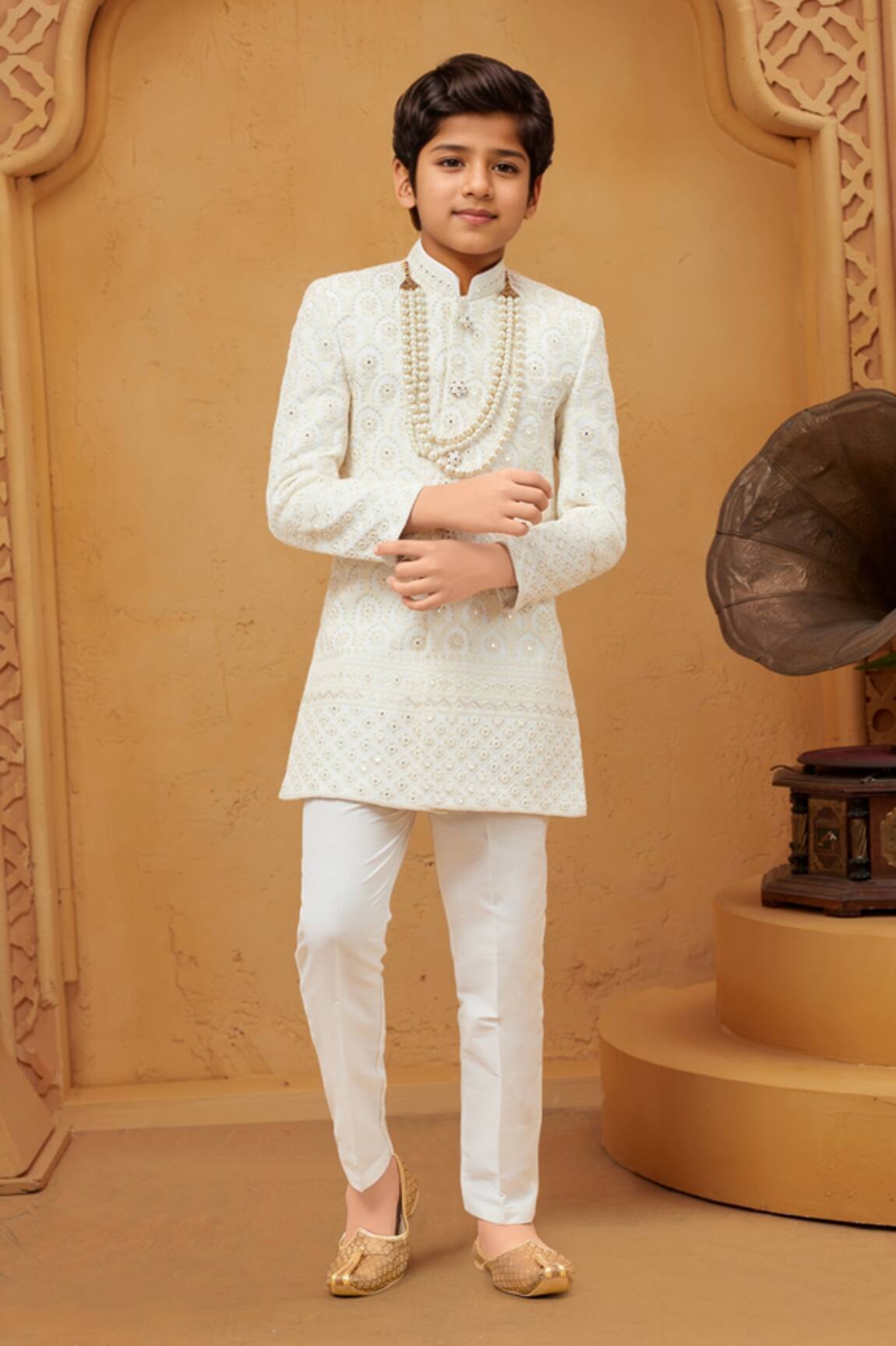 Arihant Rai Sinha White Cotton Silk Sherwani & Pant Set 