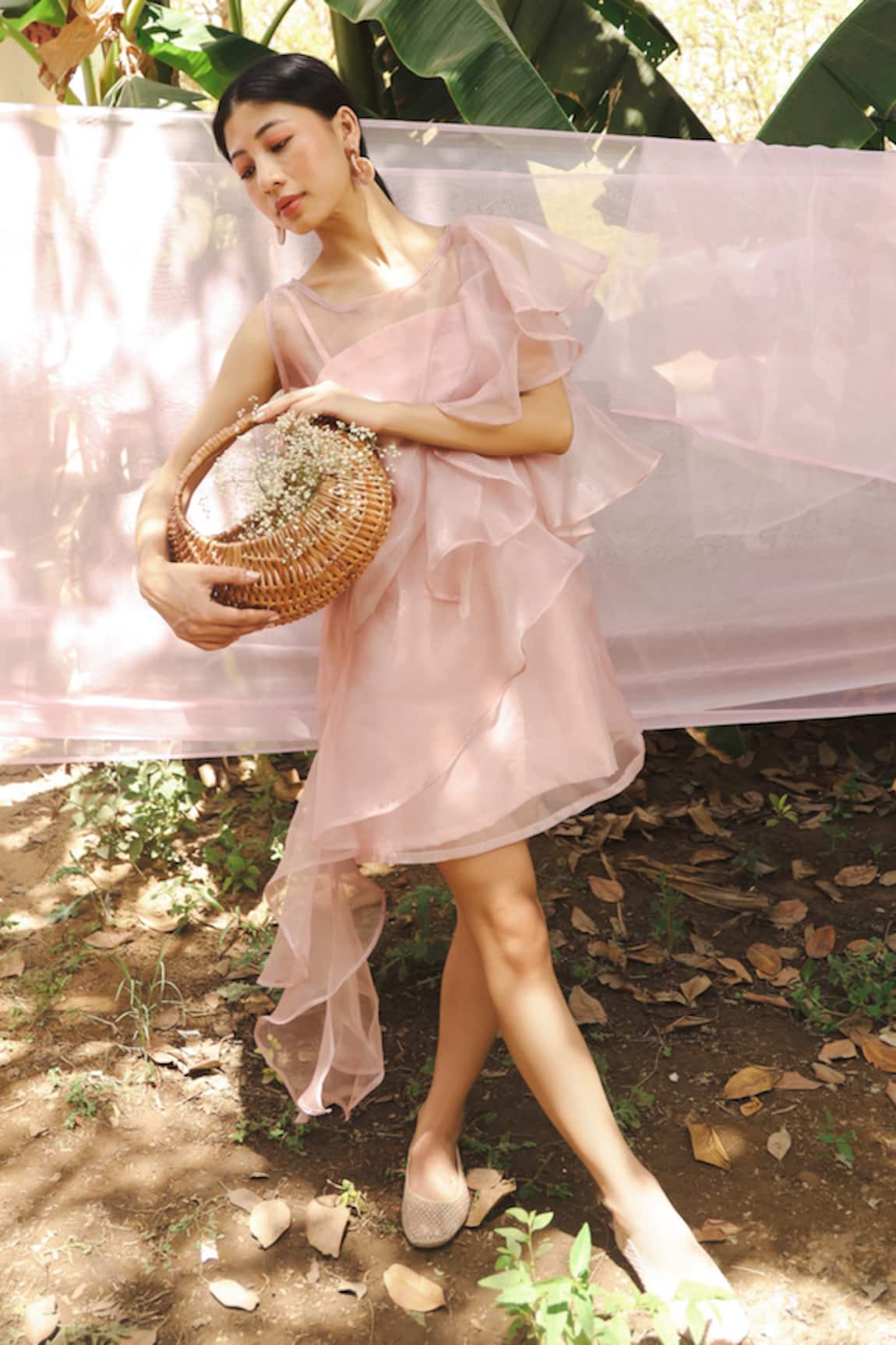 Marche Mauve Organza Shift Dress 