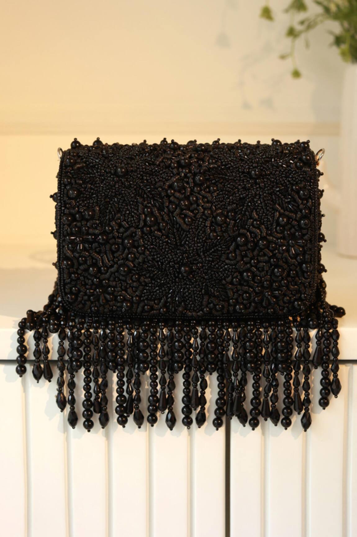 The Tan Clan Fiona Flap Over Black Clutch 