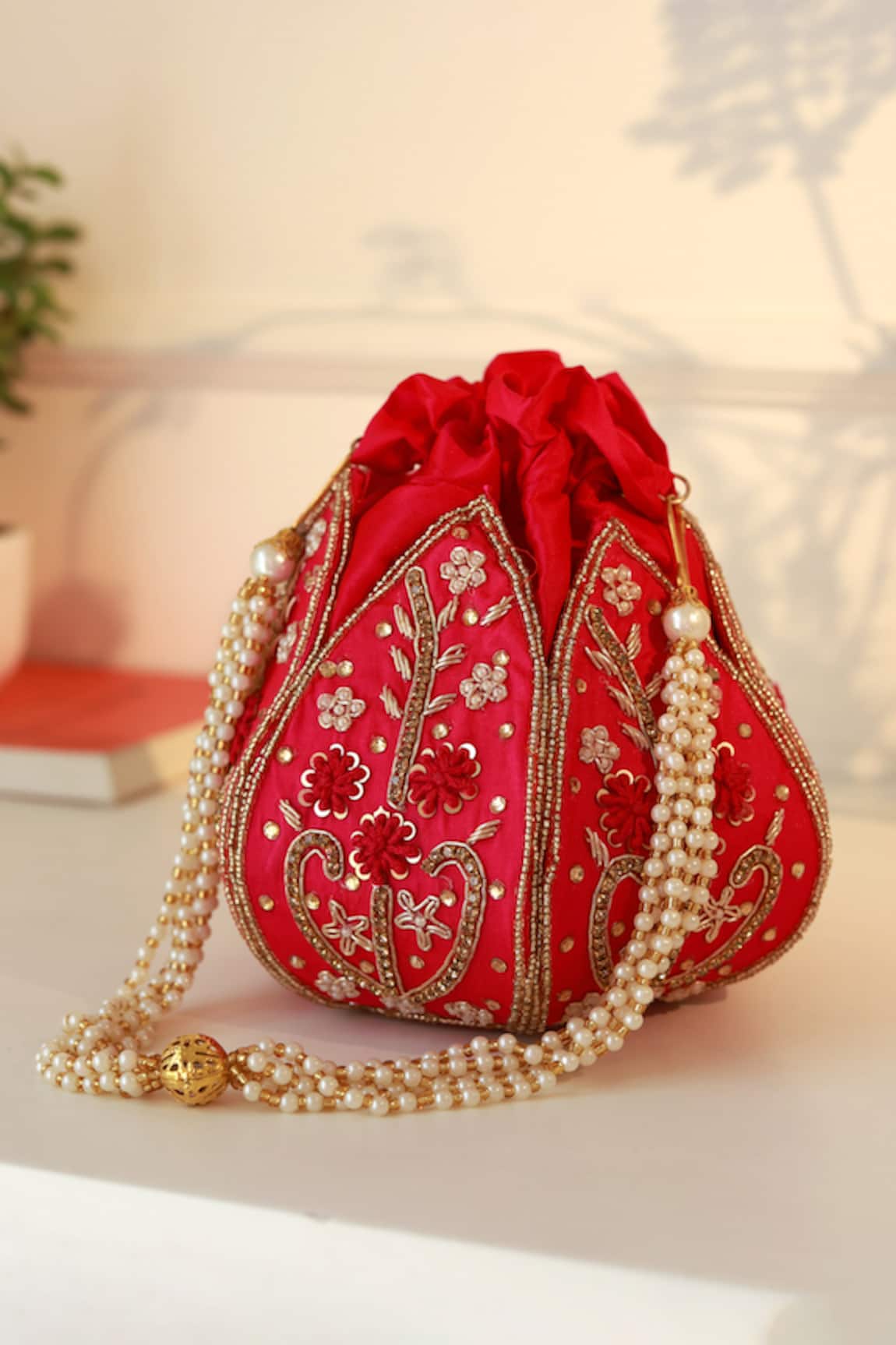 The Tan Clan Baag Hot Pink Lotus Potli 