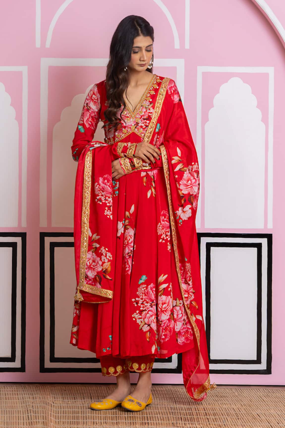 Yuvraani Jaipur Floral Print Anarkali Set 