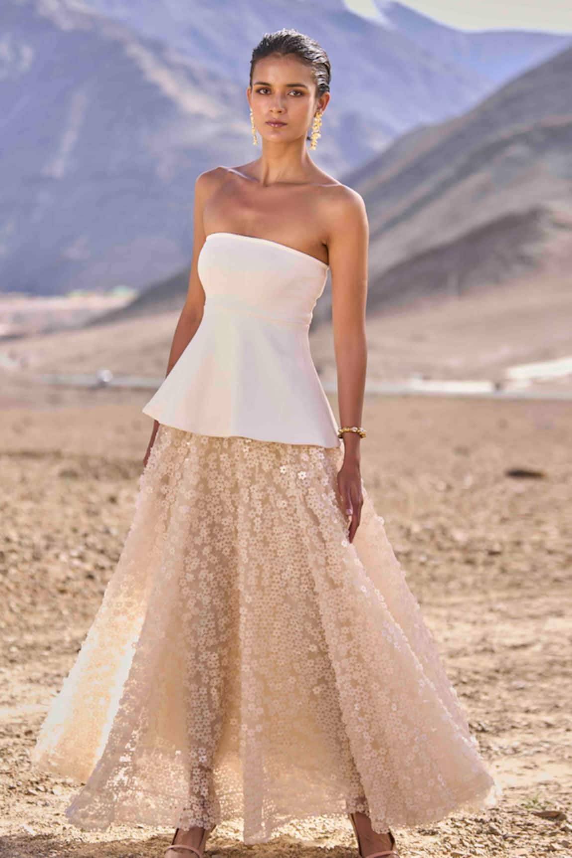 Dash And Dot 3D Floral Sequin Lehenga 