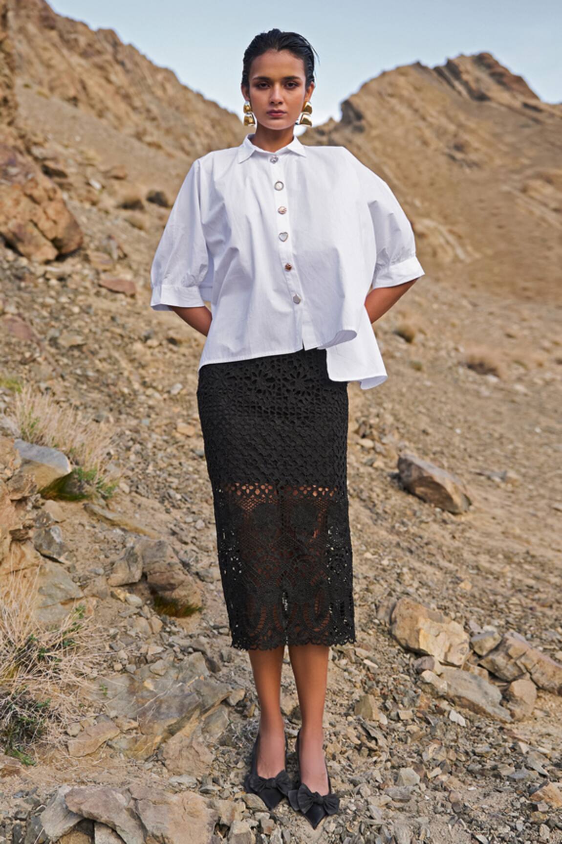 Dash And Dot Metallic Lace Skirt 