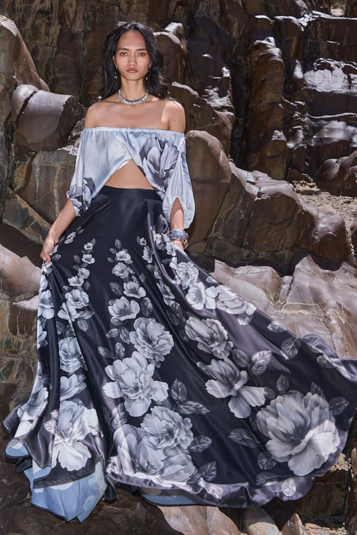 Dash And Dot Floral Print Maxi Skirt Set 