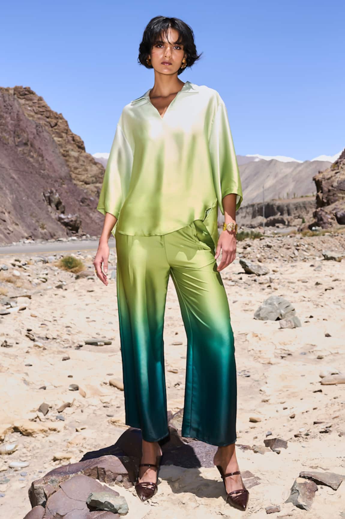 Dash And Dot Ombre Satin Pant Set 