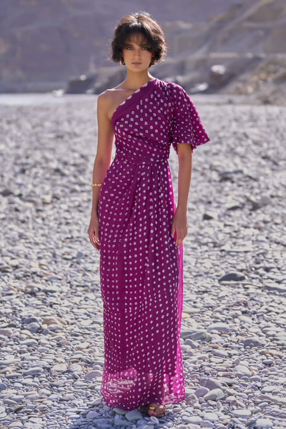 Dash And Dot Single Sleeve Bandhani Dress 