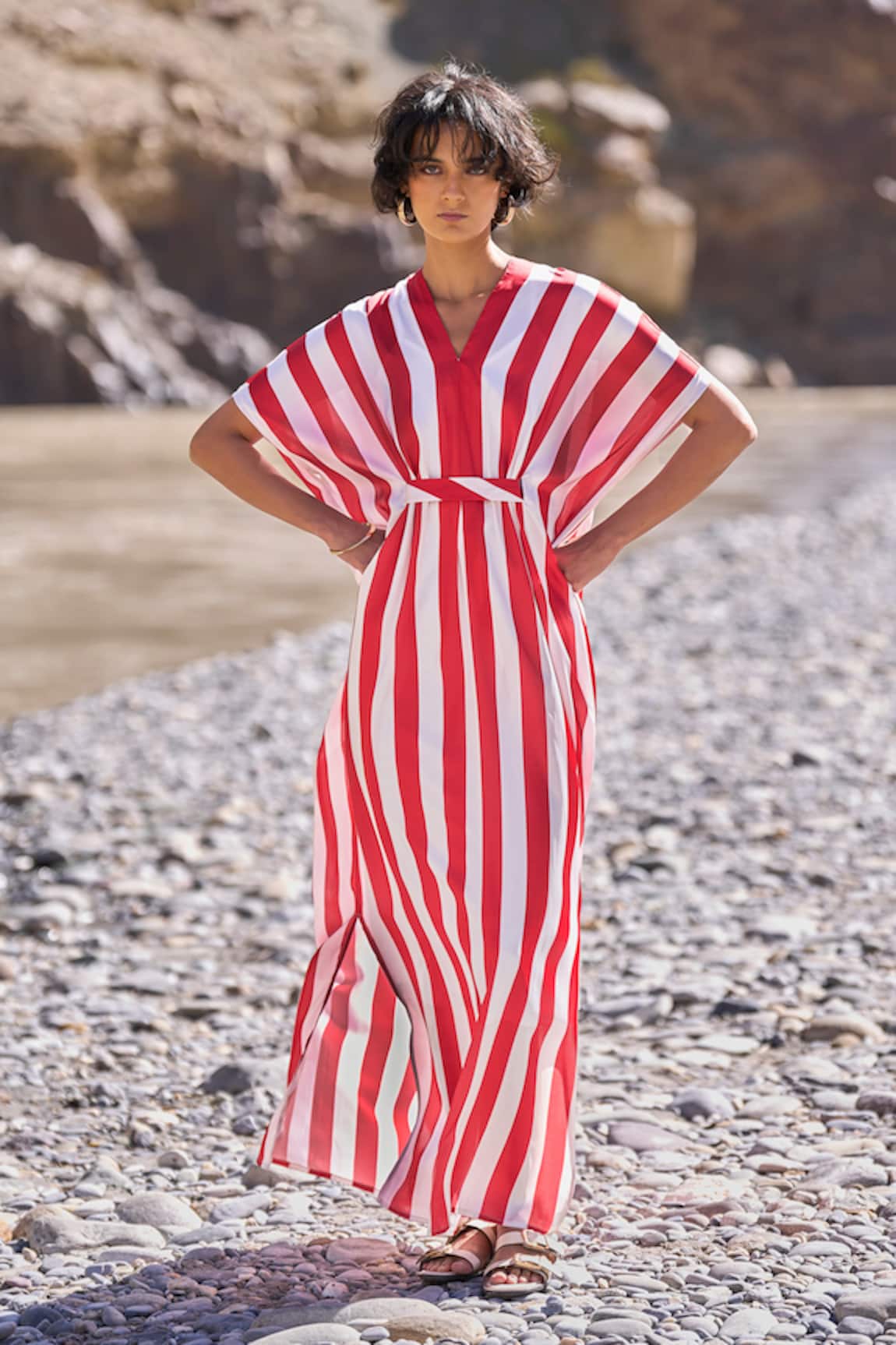Dash And Dot Striped Kaftan Dress 