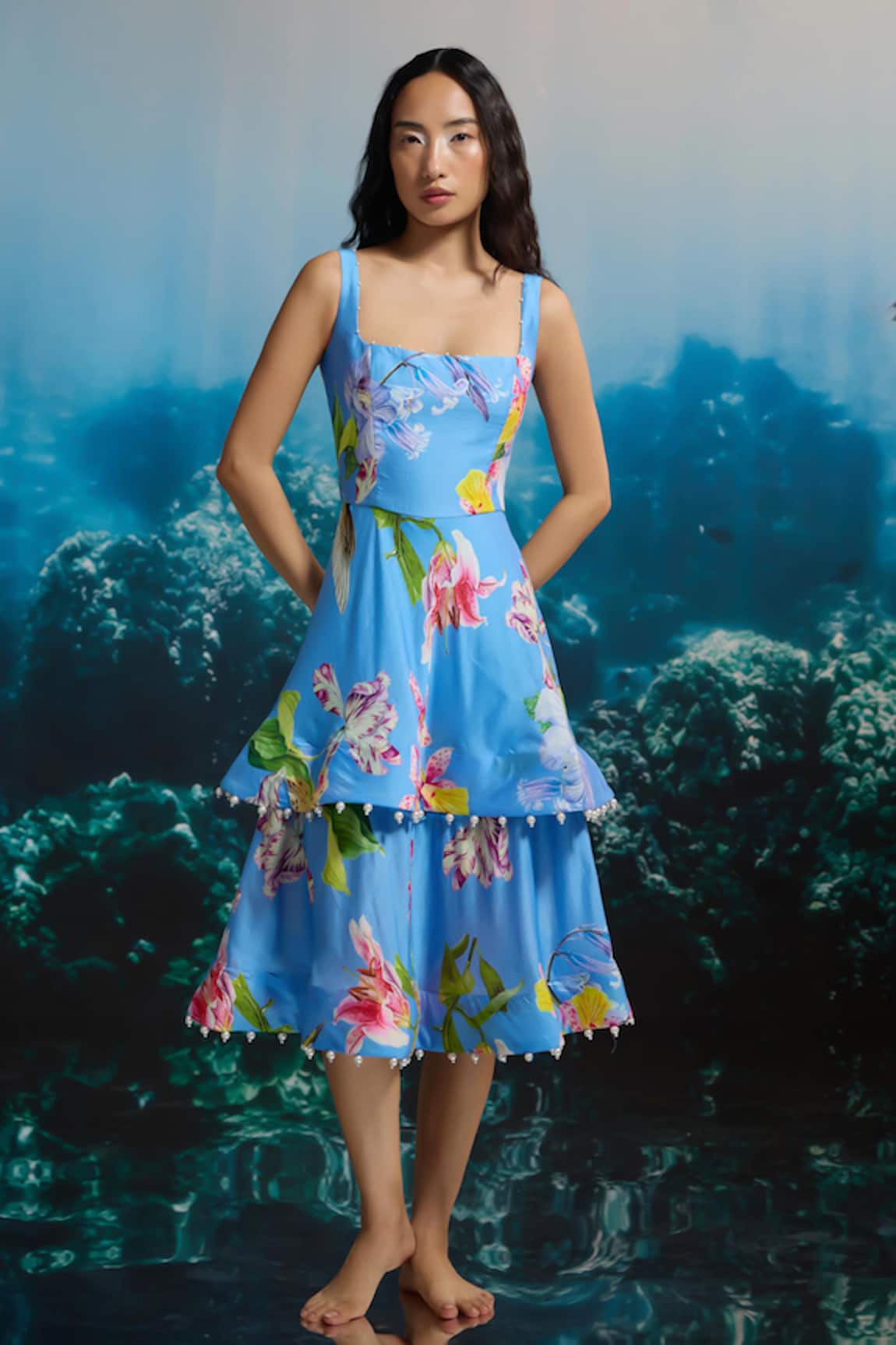 THE IASO Orchid Blue Tiered Dress 