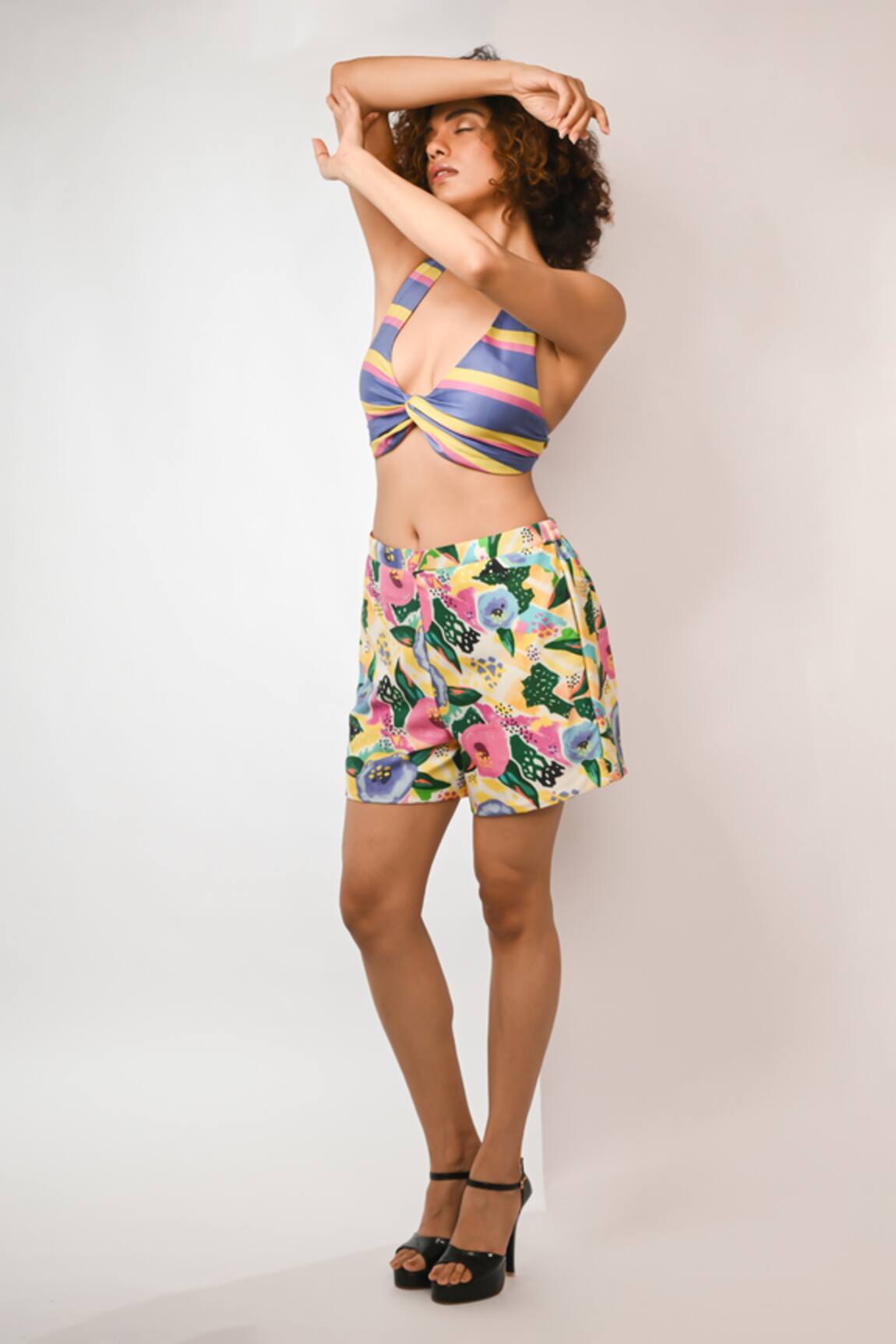 Rimi Nayak Floral Printed Satin Shorts 