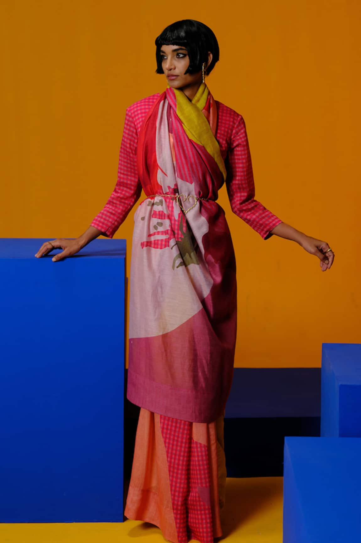 Clos Designer Linen Silk Saree & Blouse Set 