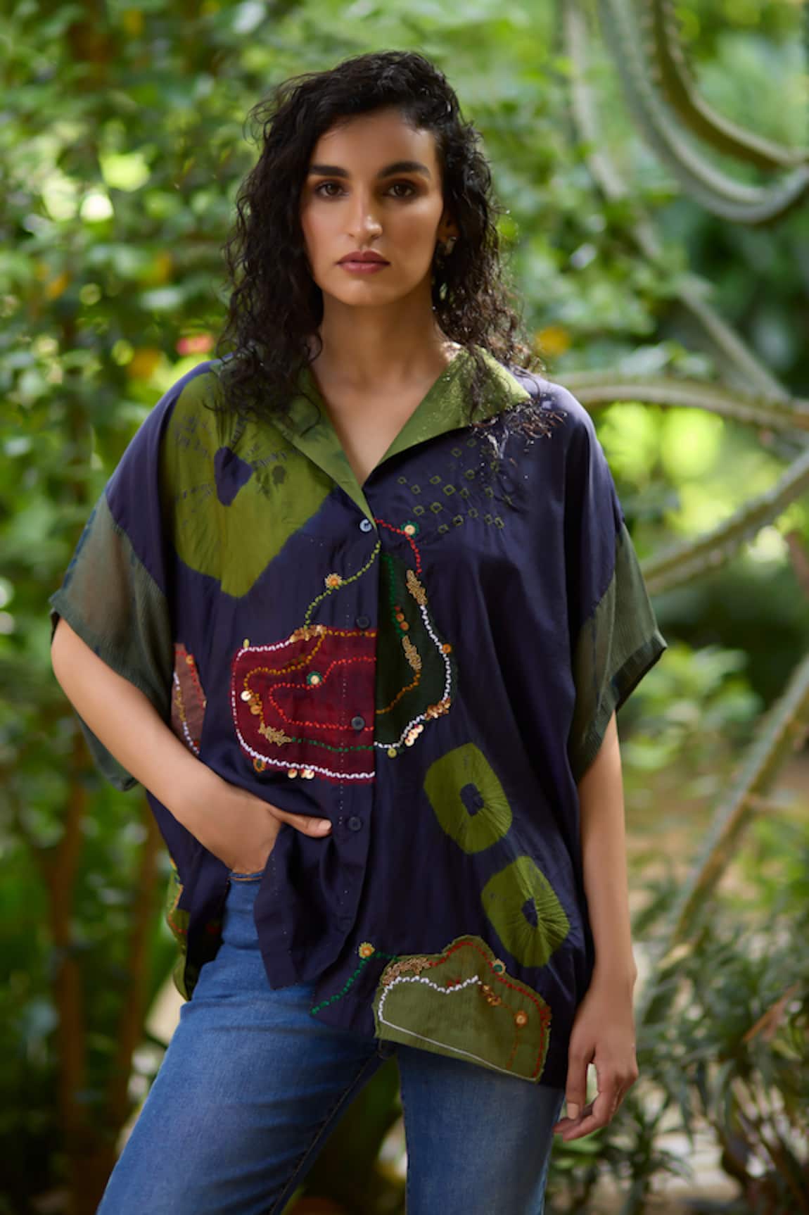 Medha Deep Blue Handcrafted Designer Shirt 