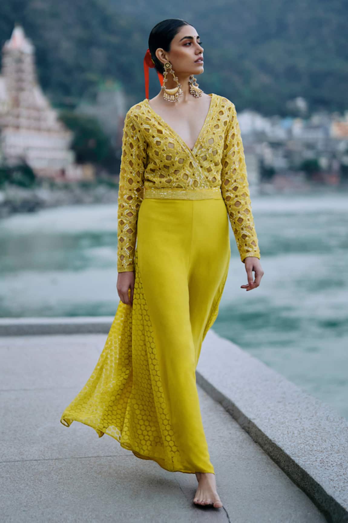 Surily G Designer Yellow Gode Jumpsuit 