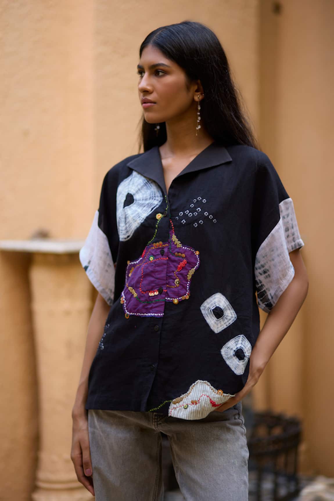 Medha Black Handcrafted Designer Shirt 