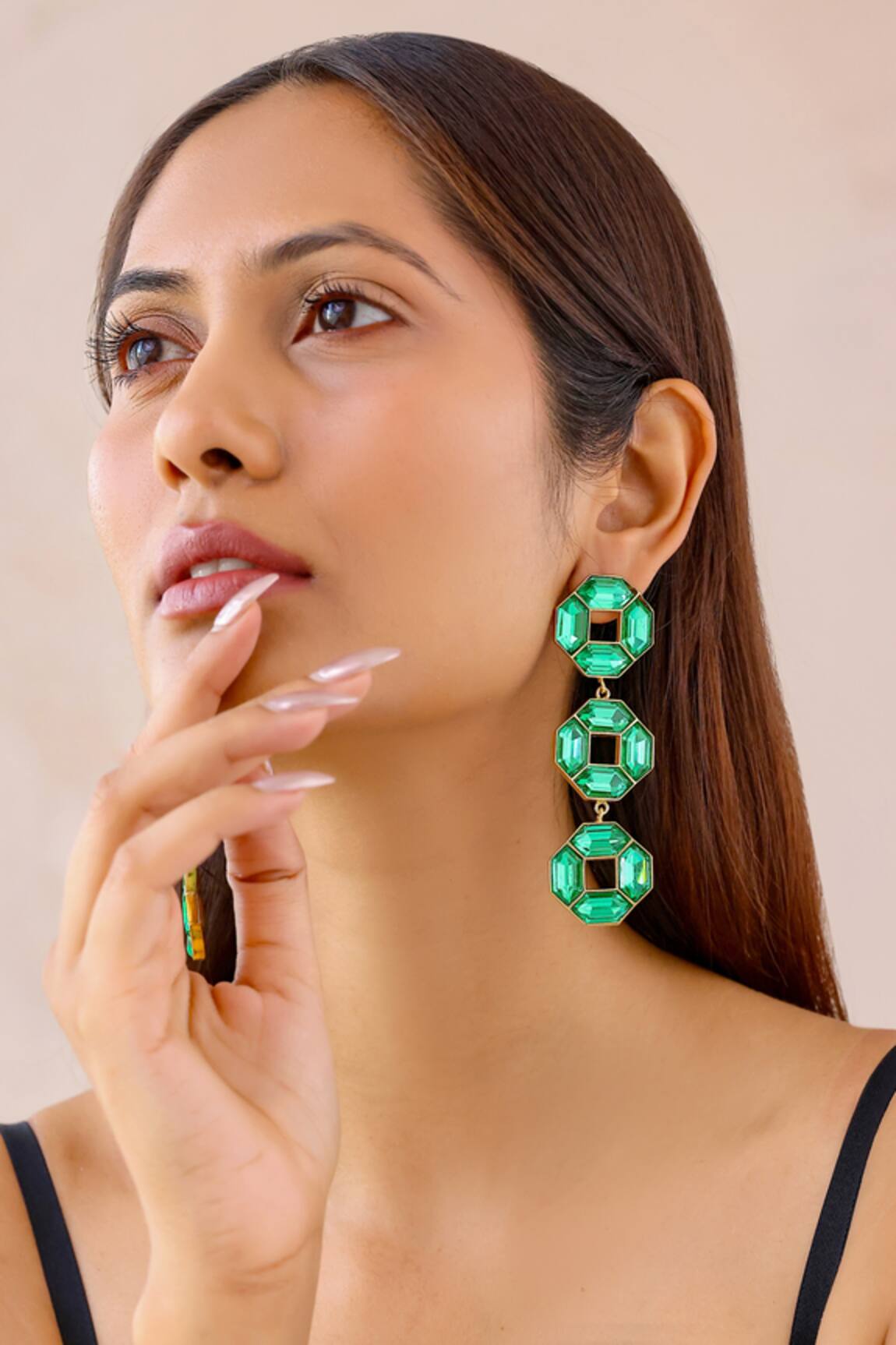 Bblingg Emerald Green Crystal Danglers 