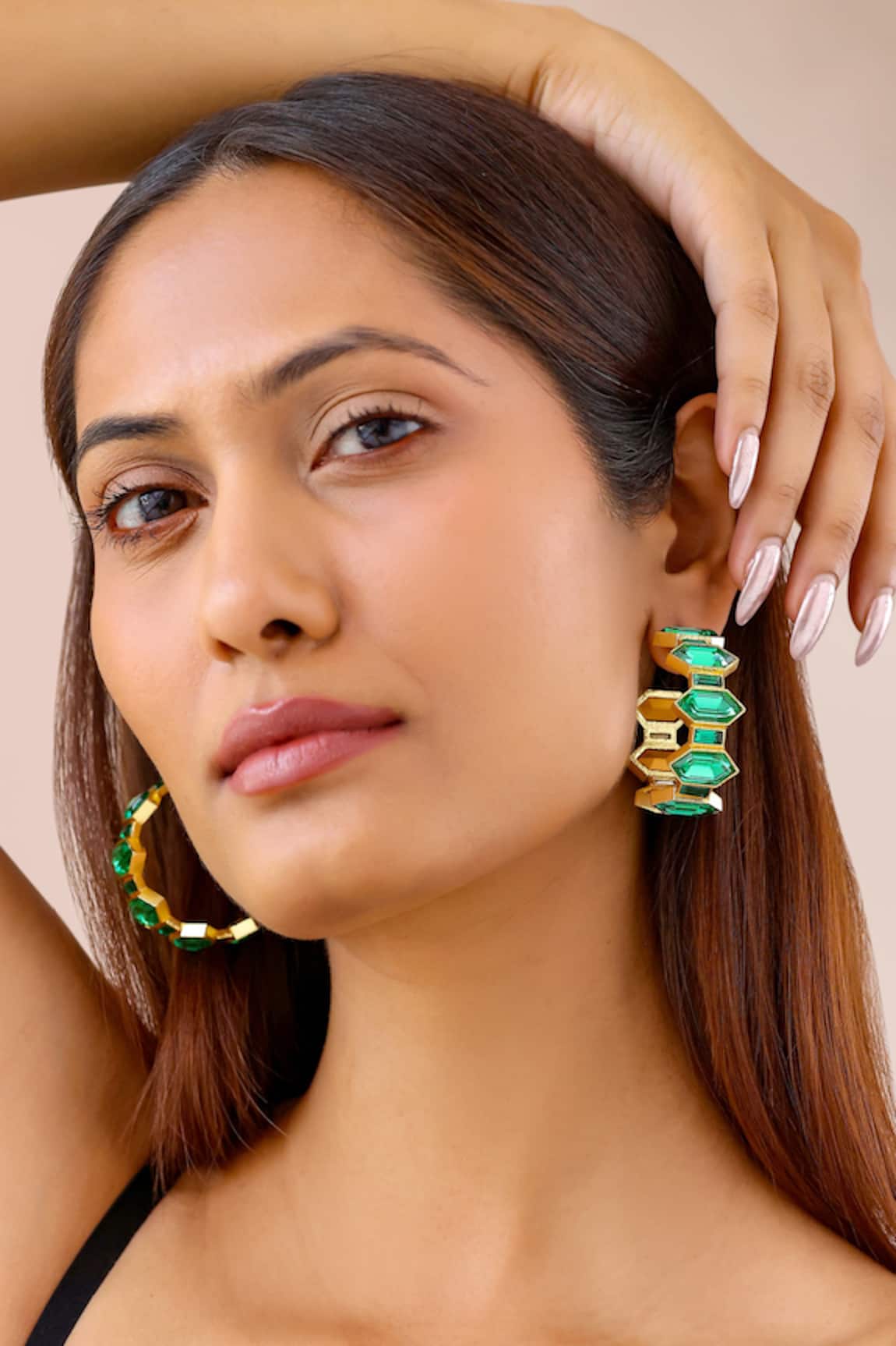 Bblingg Cavana Hoops with Emerald Crystals 