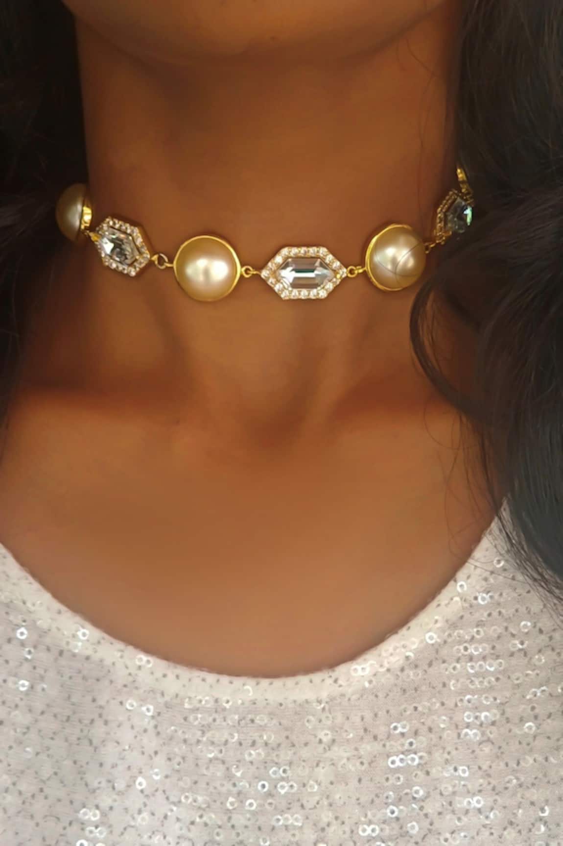 Bblingg Cavi Pearl Choker with Crystals 