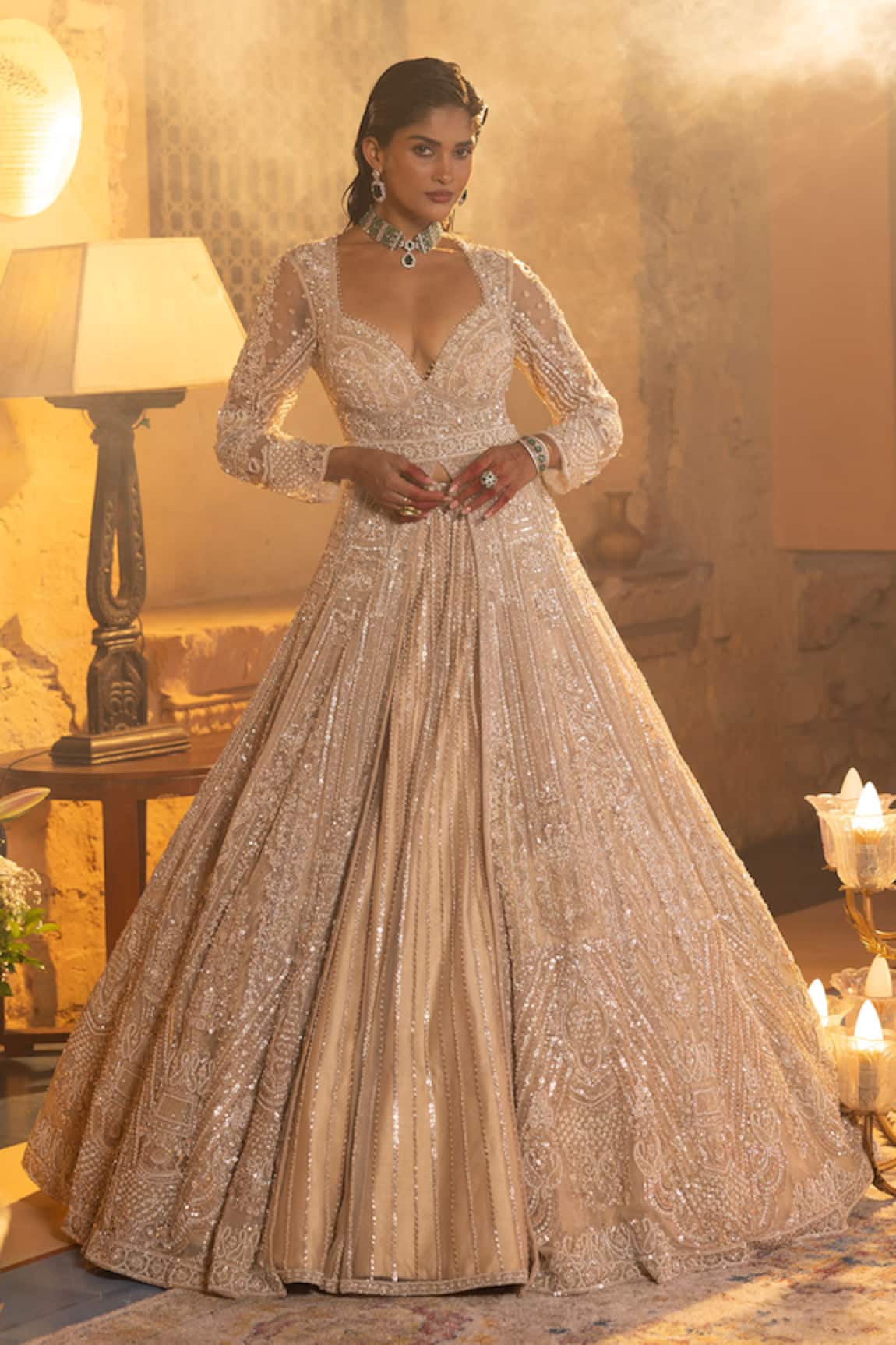 House Of Sikka Ivory Designer Anarkali Set 