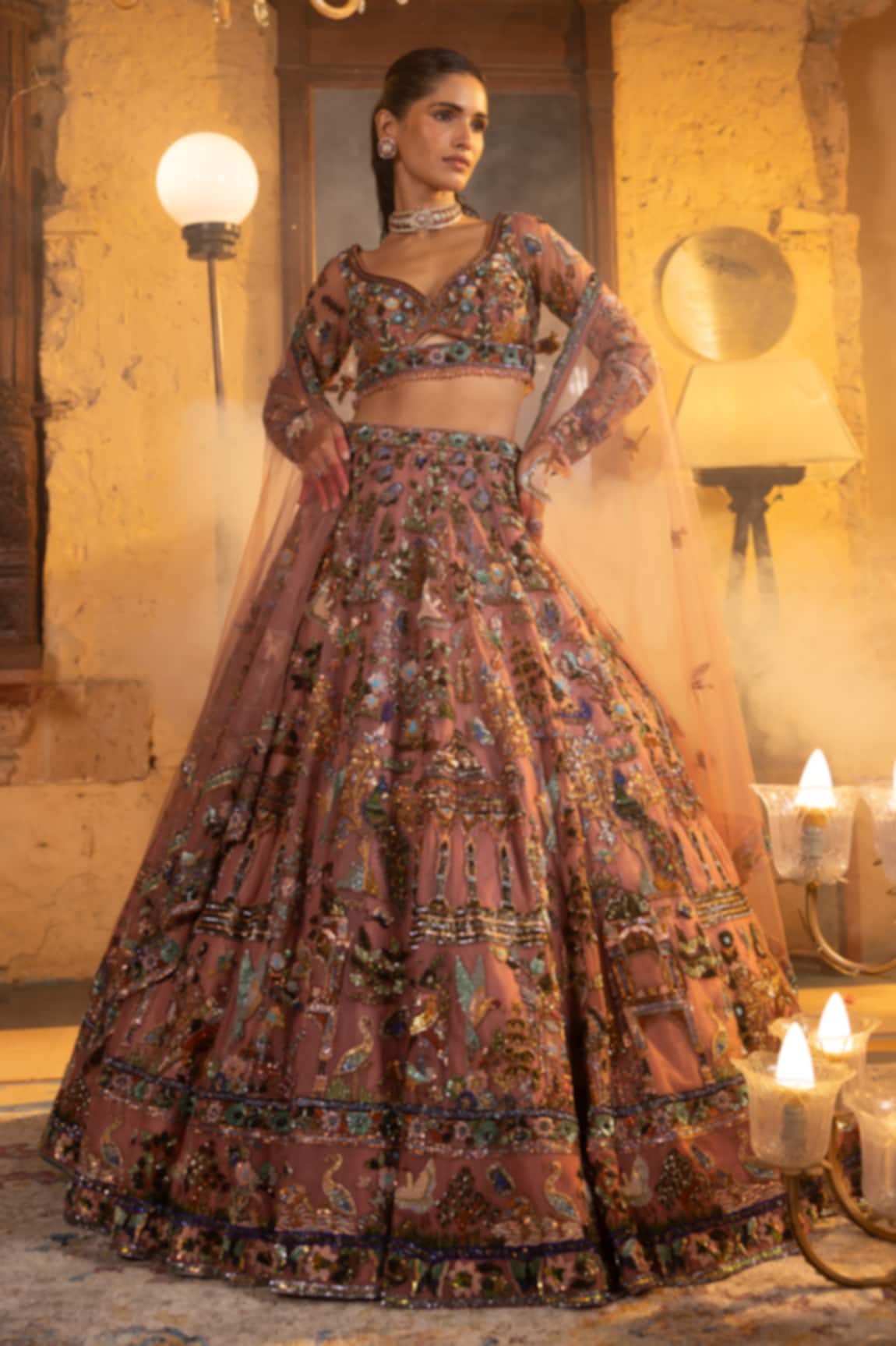 House Of Sikka Multi Color Embellished Lehenga Set 